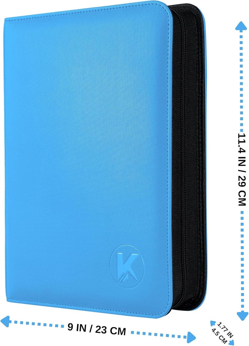 KUOOKING Toploader Binder, Holds 128+ Toploaders, 4 Pocket Top Loader Card Storage Case, Double-Sided Pockets for trading card in 3 x 4'' Toploaders (Light Blue) - Image 2